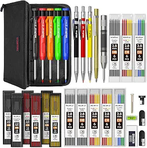 Nicpro 31 Pack Carpenter Pencil Set with Sharpener, Canvas Case