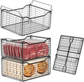Freezer Organizer Bins,3 Pack Large Deep Freezer Organizer Bins for 5/7/10 Cu.FT Deep Freezer,Easy Access,Stackable & Sturdy,Black