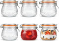 WACOI 16 Oz Glass Storage Jars with Airtight Lids 6 Pack, Wide Mouth Canning Jars with Clip Top Lids for Kitchen Storage Pickling Salad Jams Coffee Beans
