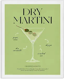 Stupell Industries Dry Martini Recipe Kitchen, 16 x 20 Inch Canvas Wall Art