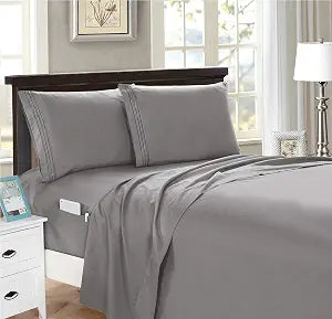 Elegant Comfort 4-Piece Full- Smart Sheet Set! Luxury Soft 1500 Premier Hotel Quality Wrinkle and Fade Resistant with Side Storage Pockets on Fitted Sheet, Full, Grey
