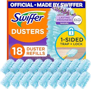 Swiffer Dusters Refill for Cleaning, Feather & Microfiber Duster Disposable Alternative, for Dusting Furniture, Blinds, Ceiling Fans, Walls, Helps Remove Allergens, Lavender, 18ct