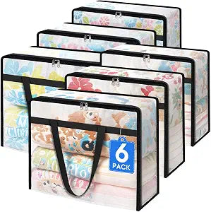 TasticTotes 6 Pack Clear Storage Bags for Comforter, Clothes & Bedding, 40L