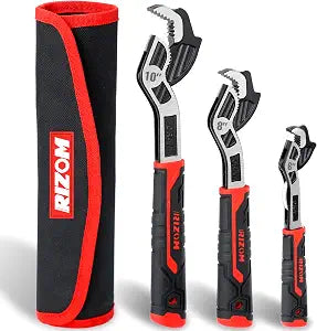 Rizom Pipe Wrench Set, 6 8 10 Self Adjusting Wrench, Plumbers Wrench with Self Tightening Function for 9/32-1 3/8 (7-35mm) Pipe Fittings and Nuts