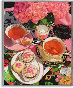 Pink Hydrangea Tea Party Floral, 16 x 20 Inch Framed Gicle Print
