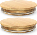 2 Pack Bamboo Replacement Lids for HomArtist Round Glass Jars, 3.64-3.94in