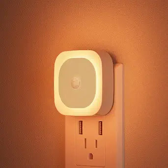 YUNLEX 2 Pack Night Lights Plug into Wall, Motion Sensor Nightlight, Amber