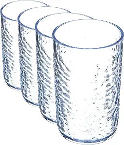 Carlisle FoodService Products Pebble Optic Pebble Tumbler Plastic Tumbler for Restaurants, Catering, Kitchens, Plastic, 10.9 Ounces, Clear (Pack of 4)