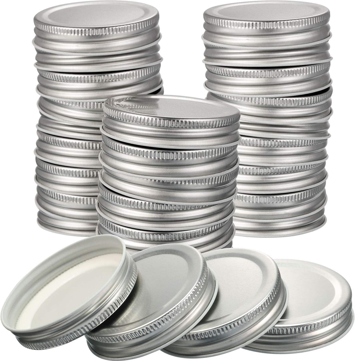 Chuangdi 30 Pack Mason Jar Lids Regular Mouth Leak Proof,Silver,Steel