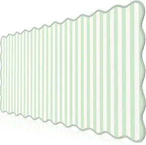 iCasso Aesthetic Leather Desk Mat, 35.4"x15.7" Scalloped Table Mat(Green)