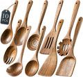 Acacia Wood Cooking Utensils, 10-Piece Wooden Spoons and Spatulas