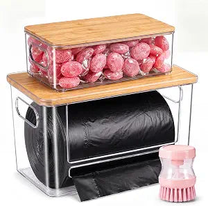 2-Pack Trash Bag Holder for Kitchen, Acrylic Trash Bag Dispenser