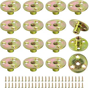 FoDau770 1/4"-20 Brad Hole T-Nut with Screws - 16 Set (64 Pieces)