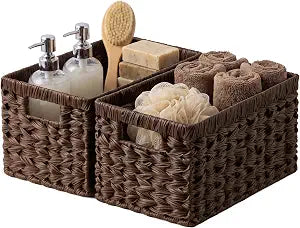 GRANNY SAYS Wicker Storage Baskets for Shelves, Brown Wicker Baskets, 2Pack
