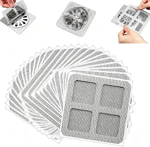 50Pcs Disposable Hair Drain Stickers,Shower Drain Hair Catcher Mesh Stickers,Bathroom Shower Drain Protector,Mesh Cover Floor Drain Sticker for Kitchen Bathroom Bathtub