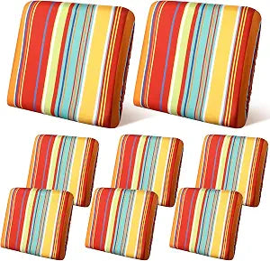 Geyoga 8 Pcs Outdoor Cushion Covers, Colorful, 20-27 Inches, Stripes
