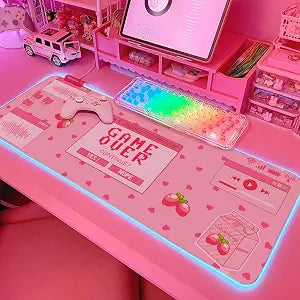 JMIYAV Pink RGB Gaming Mouse Pad 31.5x12 Inch PC XL Large Extended Glowing Led Light Up Desk Pad Non-Slip Rubber Base Computer Mouse Pad Cute Mousepad Mat