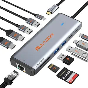 12-in-1 USB C Docking Station with Dual Monitor for Laptops/Desktop/PC