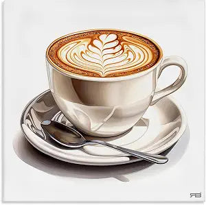 Espresso Latte Geometric Cafe, 24 x 24 Inch Canvas Wall Art