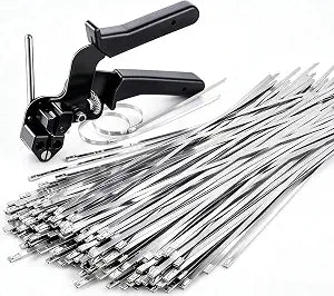 Sinlon Stainless Steel Zip Tie Tool Kit with 150 Pcs 304 Metal Zip Ties