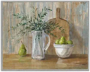 Rustic Pears Still Life Kitchen, 24 x 30 Inch Framed Gicle Print