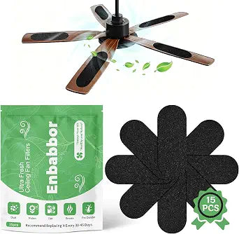Enbabbor Activated Carbon Fiber Cotton Ceiling Fan Filters, Traps Household Contaminants & VOCs for Fresher Air | Odorless, Easy-Stick Design for All Fan Blades