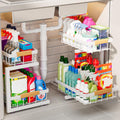 ADBIU 2-Tier Pull-Out Under Sink Organizer, 2-Pack, Large, White