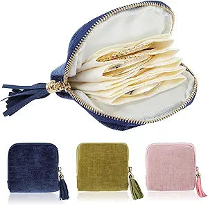 VOCOSTE Travel Jewelry Case, Portable Jewelry Pouch with 6 Layers, Blue