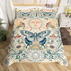 Erosebridal Hippie Butterfly Duvet Cover Set Queen Size, 3 Piece