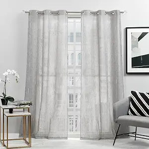 TOWN & COUNTRY BASICS Sohome Grant Modern Sheer Curtains, Light Weight, Grommet Top, 2-Pack Set, 54"x84", Grey