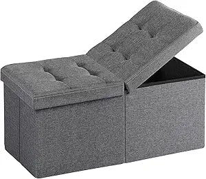 30-INCH Ottoman with Storage, Footrest Storage Bench, End of Bed Bench Coffee Table for Living Room, Bedroom, Entryway (Gray)