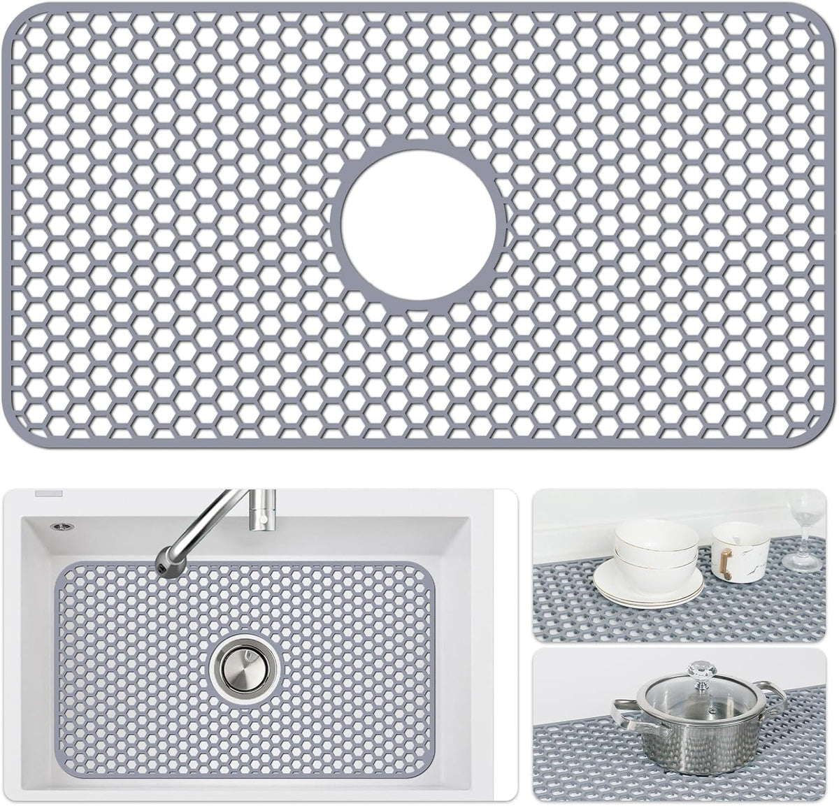 Bestjing Silicone Sink Protectors for Kitchen Sink-26"x 14" Center Drain
