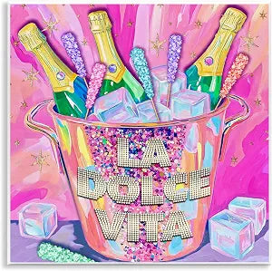 Champagne Celebration Glam, 12 x 12 Inch Mounted Print on Wall Plaque