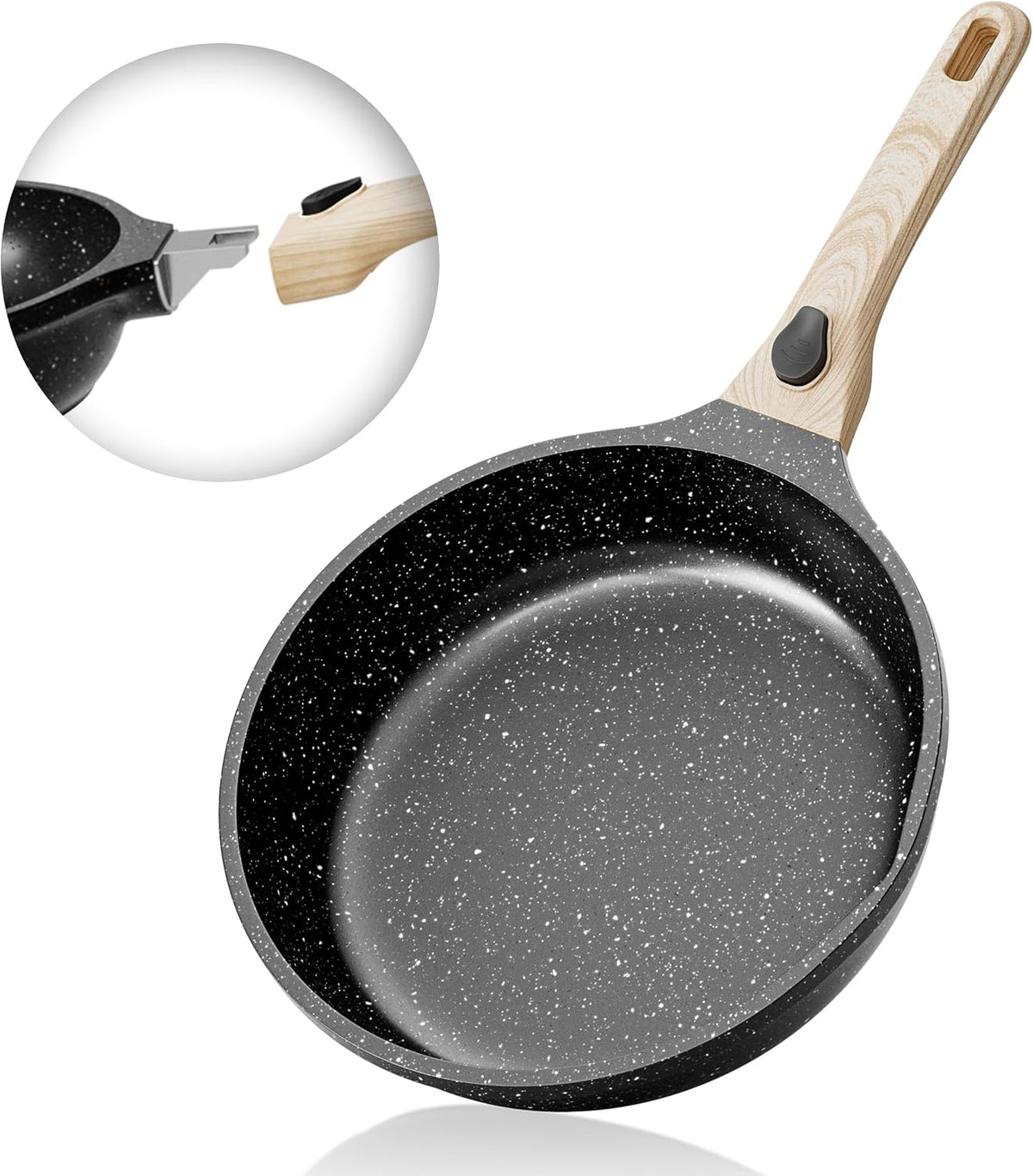 Caannasweis Nonstick Fry Pan With Detachable Handle for Stove Top Oven Safe