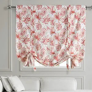 HPD Half Price Drapes Printed Cotton Room Darkening Tie Up Curtains for Windows - 46 x 63 Roll Up Balloon Curtain for Living Room, Kitchen (1 Panel), PRCT-TUD211C-63, Artemis Rust