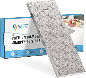 S SATC Diamond Sharpening Stone 2 Side Grit 400/1000 Diamond Plate Honing Stone 8-inch Hone Sharpener White