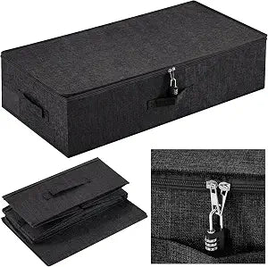 Briwooody 29.9 x 15 x 6.7in Discreet Lockable Under Bed Storage Bag,Black