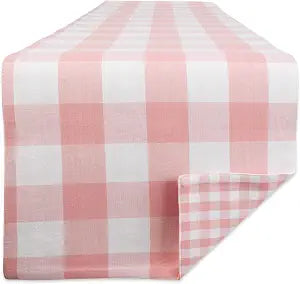DII Gingham Check Tabletop Collection, Pink, Table Runner, 14x72