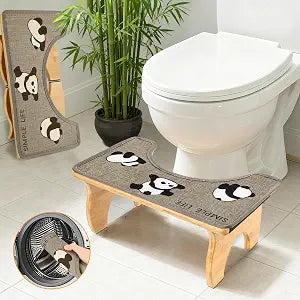 2 in 1 Bamboo Dual Use Toilet Stool with Removable Mat, 7 in Foldable Poop Stool for Bathroom, Squatting Potty Stools for Adults and Kids, Non-Slip Toilet Foot Pooping Steps, No Assembly Required