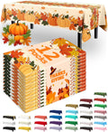 Pureegg Fall Disposable Plastic Table Cloth 12 Pack Pumpkin Harvest