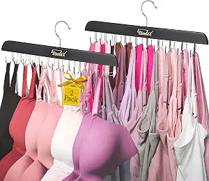 2 Pack Tank Top Hangers Space Saving, Bra Hangers for Closet Organizer, Bra Organizer for Closet, Space Saving Organizers and Storage for Dorm & Apartment for Tankto (Black)