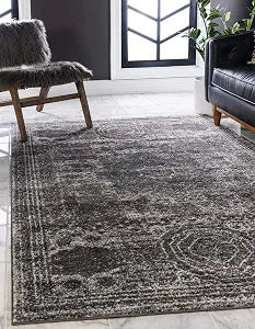 Unique Loom Bromley Collection Area Rug - Wells (2' x 3' 1" Rectangle Dark Gray/Gray)