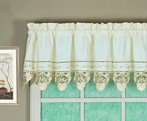 Today's Curtain Regal Reverse Embroidery Valance 14", Ecru/Peach, 60" W x 14" L