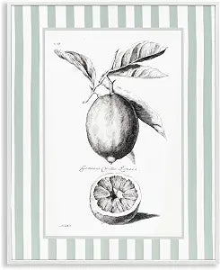Vintage Citrus Striped Kitchen, 16 x 20 Inch Framed Gicle Print