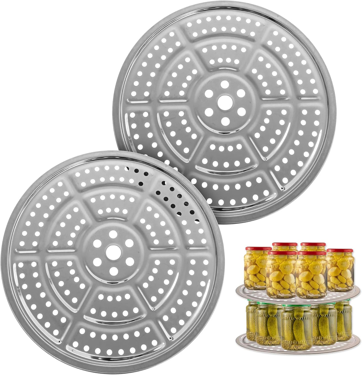 IMPRESA Stainless Steel Canning Rack - Stackable Design & Pressure Canner Rack - Universal Fit & Pressure Canning Accessories - 11 Inch, Pack of 2