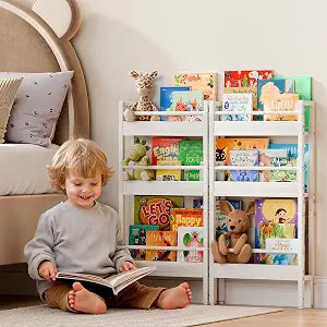 HAVLOTII Kids Bookshelf - Wall Mounted 6-Tier Book Shelf for Kids Rooms