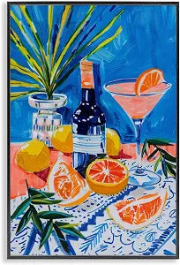 Wine Bottle Citrus Kitchen, 12 x 18 Inch Framed Gicle Print