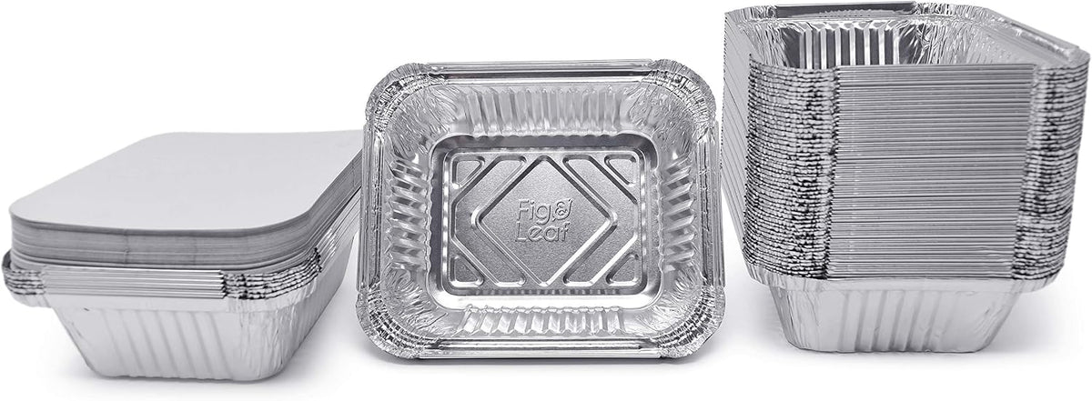 (120 Pack) Premium 1-LB Takeout Pans with Lids - 5.6" x 4.6" x 1.9" l Extra Heavy-Duty l Disposable Aluminum Foil for Catering Party Meal Prep Freezer Drip Pans BBQ Potluck