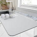 HotLive Dish Drying Mat for Kitchen Counter, Heat Resistant Drainer Mats with Non-slip Rubber Backed, Hide Stain Kitchen Super Absorbent Draining Mat, Easy to Clean Dish Rack Pad, Light Grey 16"x20"