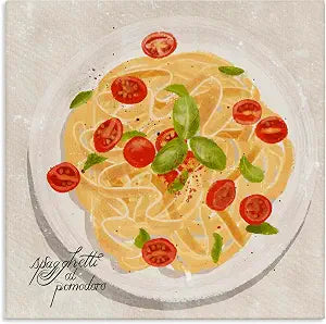 Italian Spaghetti Meal Kitchen, 24 x 24 Inch Canvas Wall Art